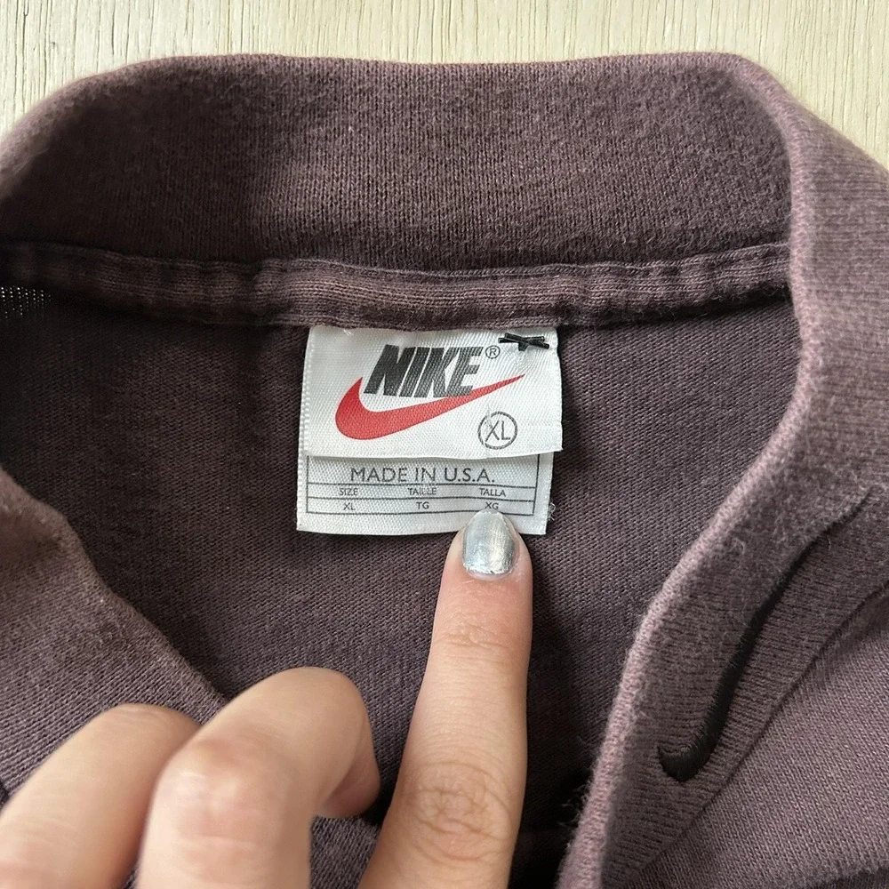 Vintage 80s 90s Nike Shirt Mens XL Brown Long Sleeve Made In USA Tee T-Shirt